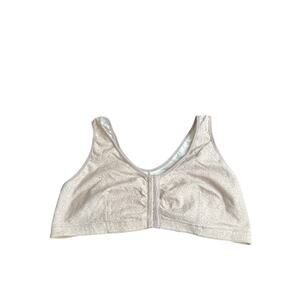 Amoena Frances SB bra size XL pink/gray front closure wire-free no padding
